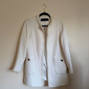 Zara Basic Collection Classic Ivory Tweed Jacket